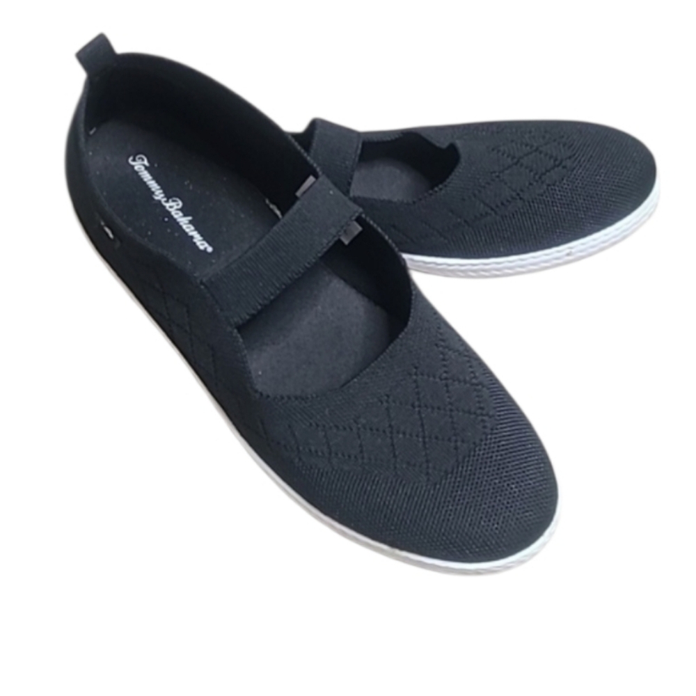 Tommy Bahamas Black Textile Slip On Mary Jane Flats